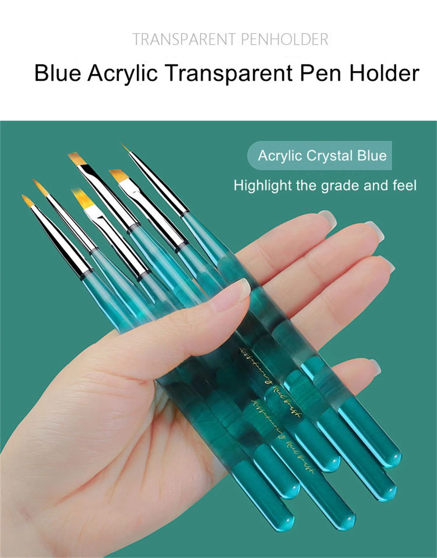 Wholesale New Nail Art Brush Ocean Blue Rod Pull Hook Crystal Pen Light Therapy Nail Pen