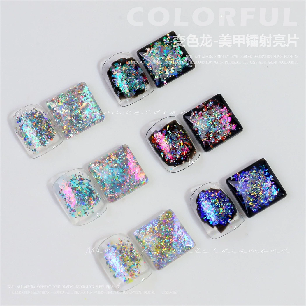 New Nail Sequins Aurora Laser Chameleon Magic Mirror Powderstar Foil Paillette Lrregular Nail Glitters Decorations