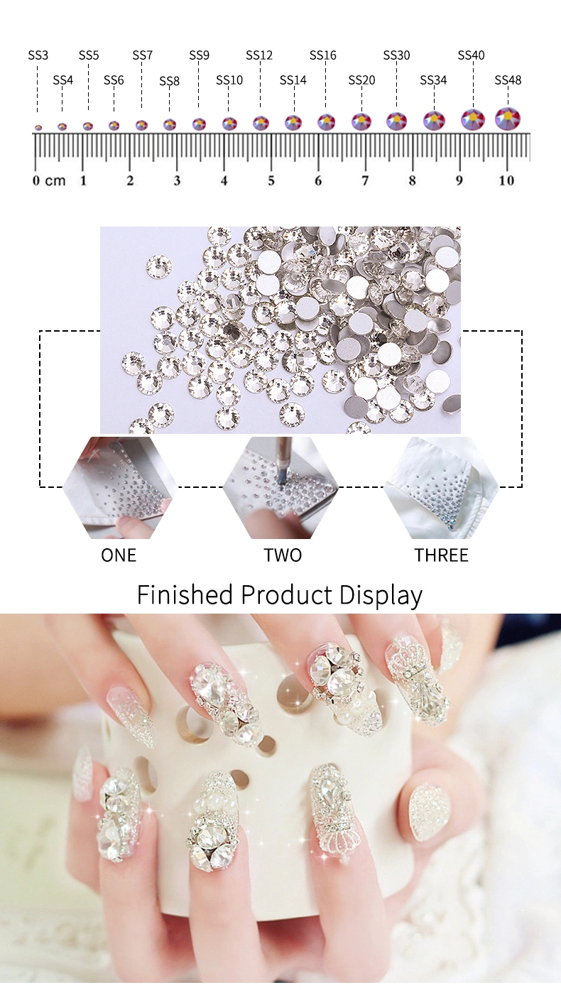 Cold Fix Rhinestone Wholesale Bulk Crystal Flat Back Rhinestone Glass Nail Rhinestones for Nail Art Decoration