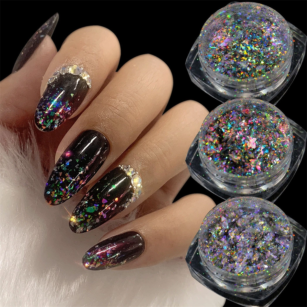 New Nail Sequins Aurora Laser Chameleon Magic Mirror Powderstar Foil Paillette Lrregular Nail Glitters Decorations