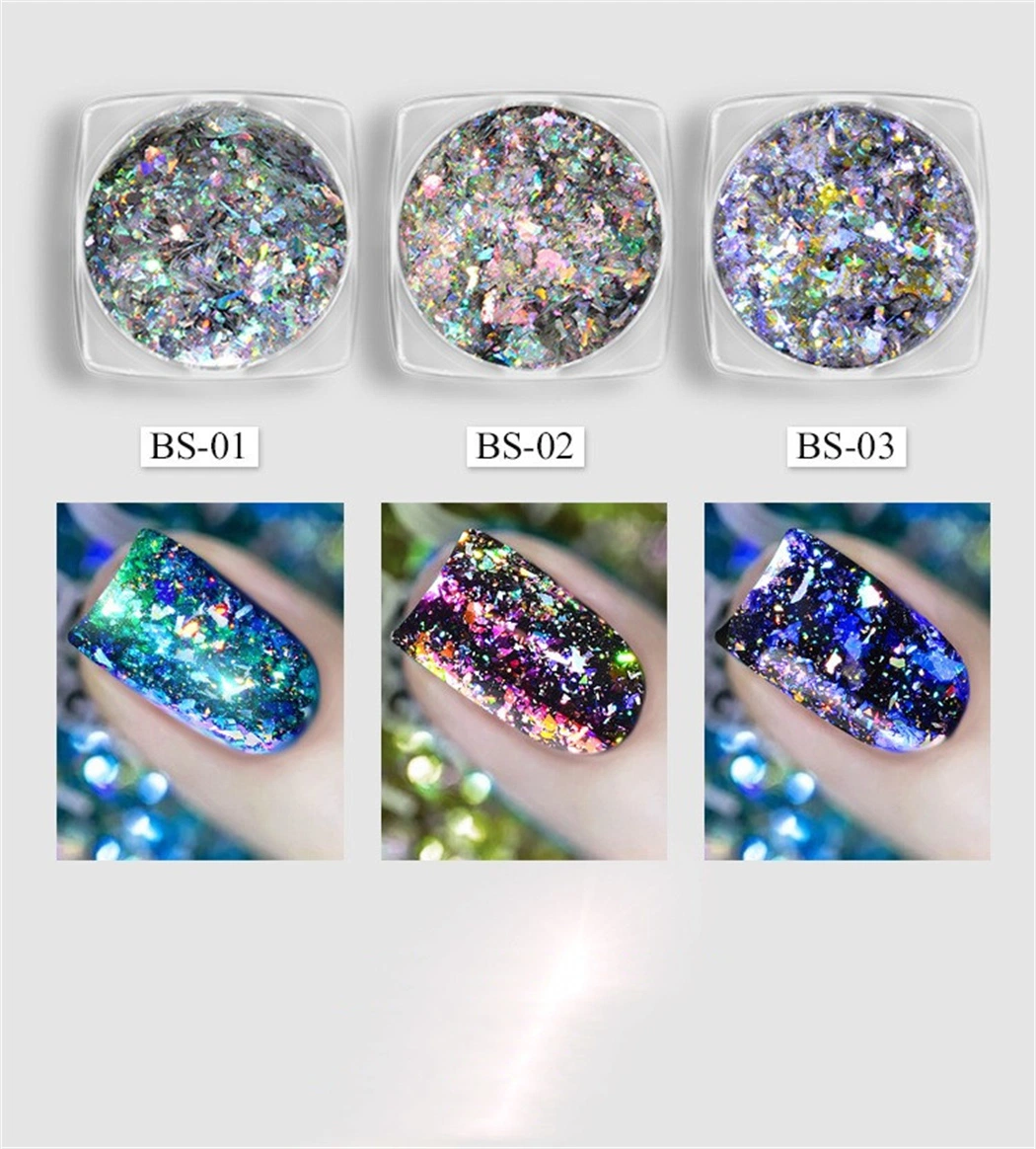 New Nail Sequins Aurora Laser Chameleon Magic Mirror Powderstar Foil Paillette Lrregular Nail Glitters Decorations