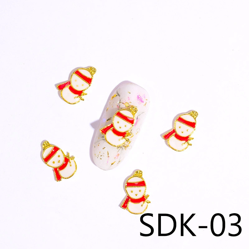 Metal 3D Snowflakes Glitters Nail Art Studs Xmas Scok Reindeer Christmas Charms Decoration for Acrylic Nail