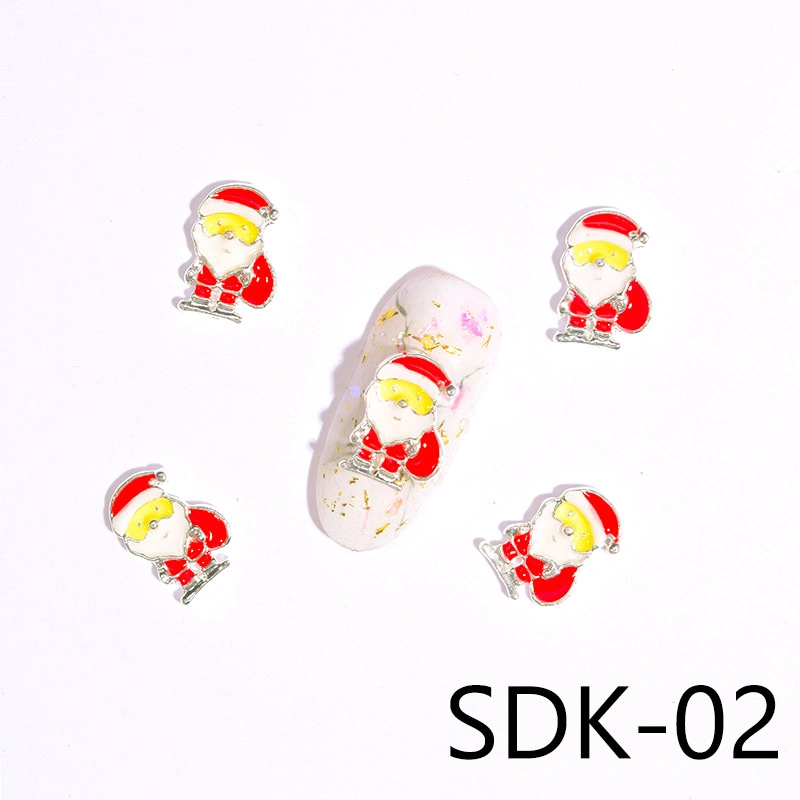 Metal 3D Snowflakes Glitters Nail Art Studs Xmas Scok Reindeer Christmas Charms Decoration for Acrylic Nail