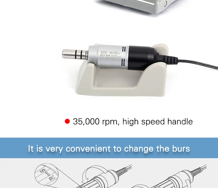 65W Strong Series Micro Motor Nail Drill Machine 35000rpm Professional Nail Drill Handpiece 210 M33es