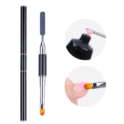 Кисть для рисования ногтей с двойной головкой, акриловая УФ-гель-удлинительная ручка для рисования, дизайнерская ручка с шпателем