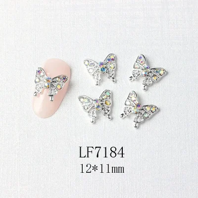 Сплав для дизайна ногтей, украшение в виде бабочки, золото, серебро, блестящие 3D летающие бабочки, ювелирные изделия, украшение для ногтей
